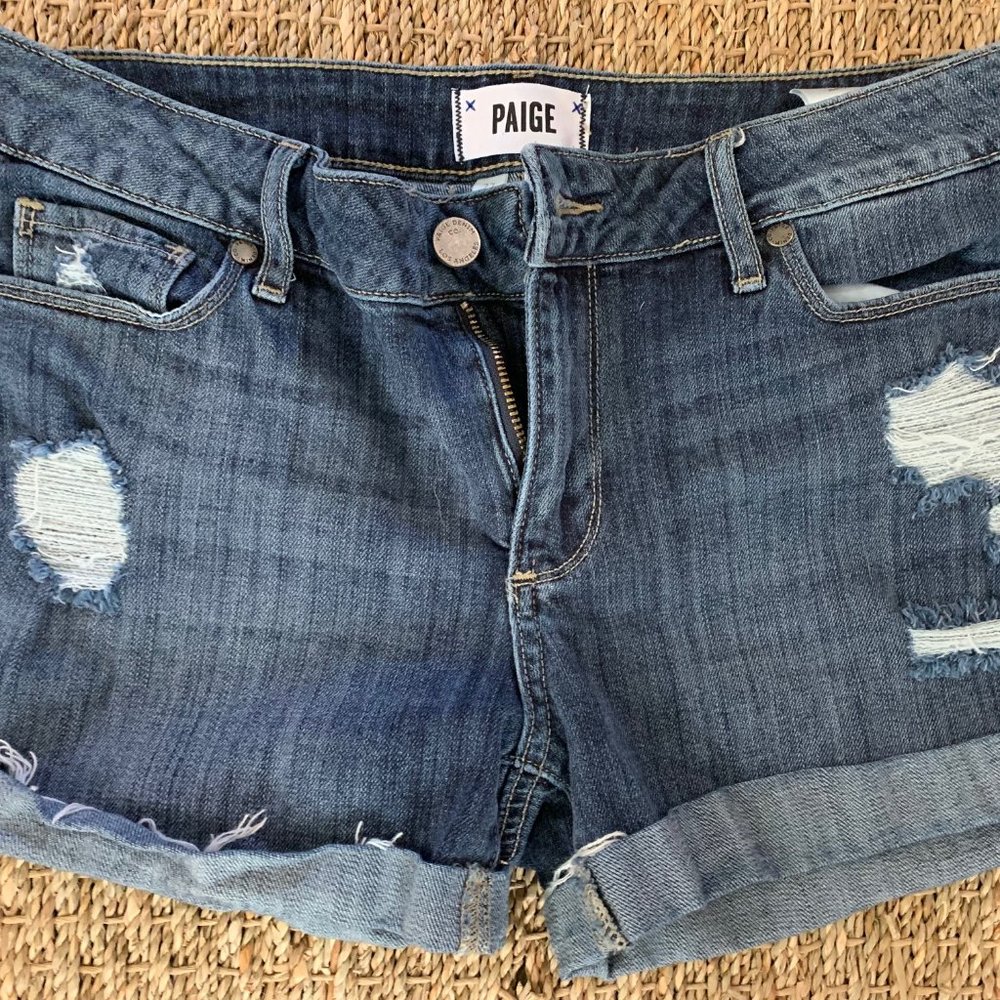 PAIGE Distressed Cuffed Jean Shorts Size 27
